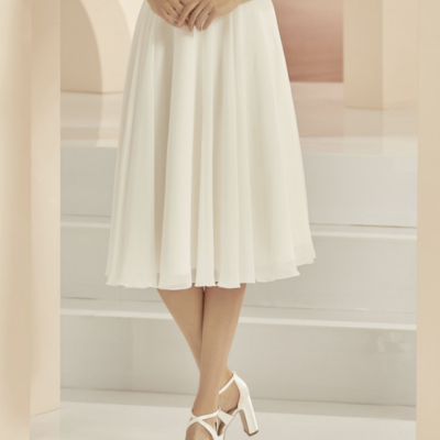 falda novia corta gasa